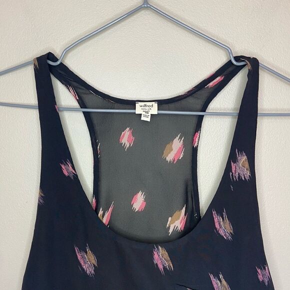 Wilfred | Aritzia Black Patterned 100% Silk Scoop-Neck Tank Top Size Small - Picture 2 of 6